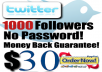 deliver 1000 twitter followers